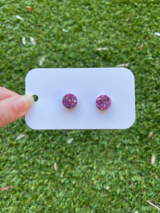 1.3cm Circle Glitter Earring Studs