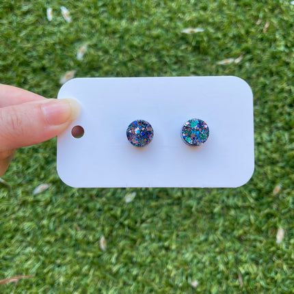 1.3cm Circle Glitter Earring Studs