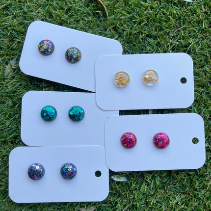1.5cm Dome Glitter Earring Studs