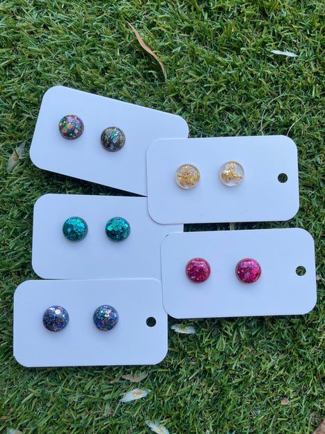 1.5cm Dome Glitter Earring Studs