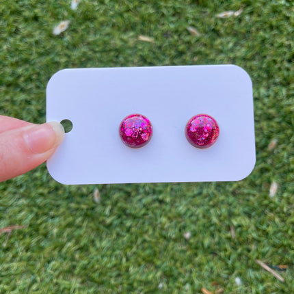 1.5cm Dome Glitter Earring Studs