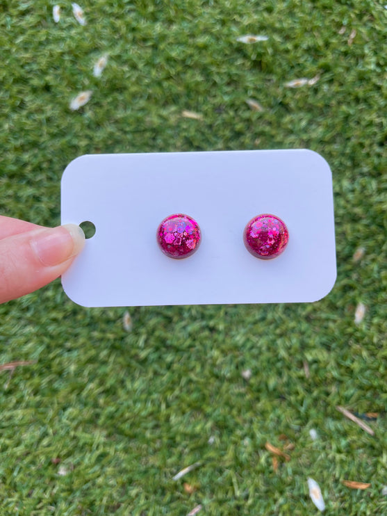 1.5cm Dome Glitter Earring Studs