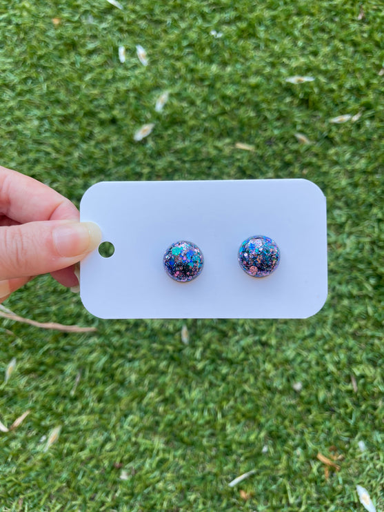 1.5cm Dome Glitter Earring Studs