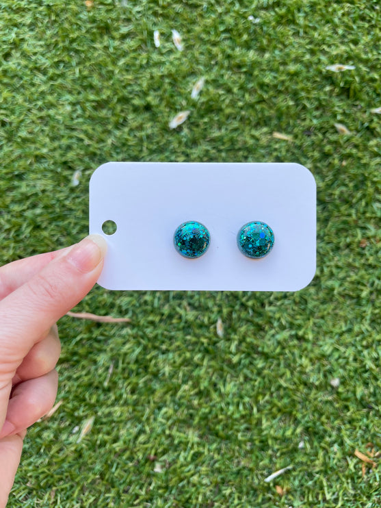 1.5cm Dome Glitter Earring Studs