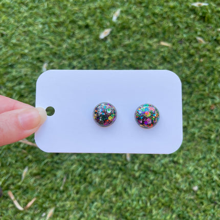 1.5cm Dome Glitter Earring Studs