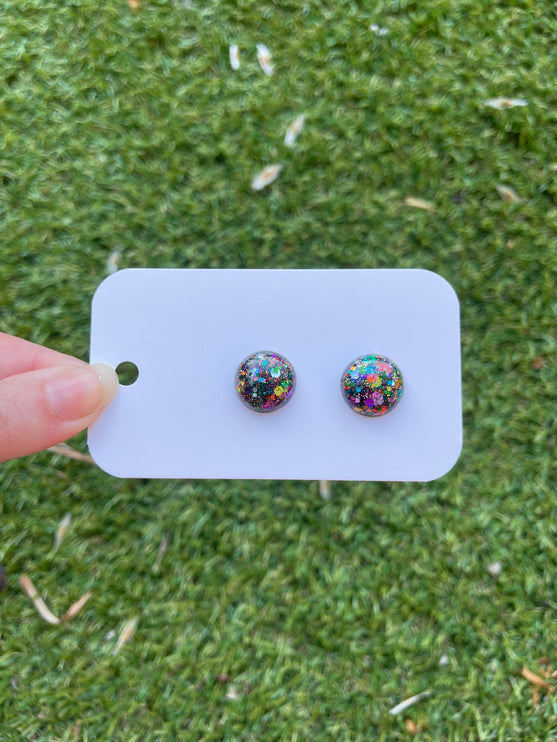 1.5cm Dome Glitter Earring Studs