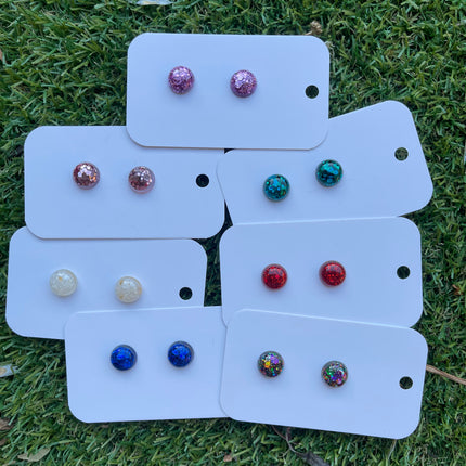 1.3cm Dome Glitter Earring Studs