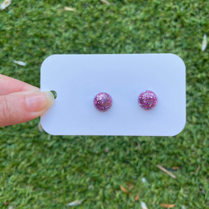 1.3cm Dome Glitter Earring Studs