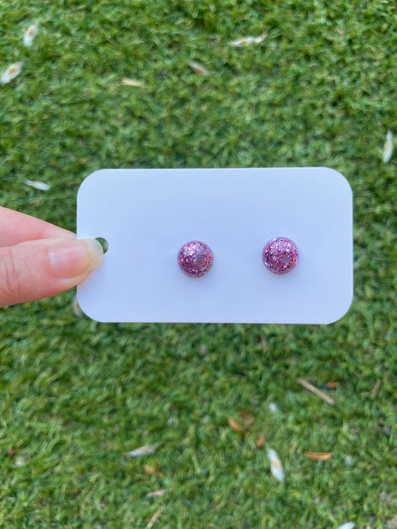 1.3cm Dome Glitter Earring Studs