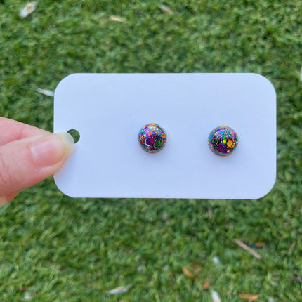 1.3cm Dome Glitter Earring Studs