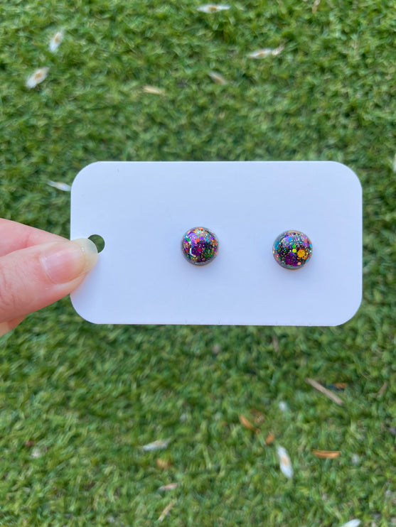 1.3cm Dome Glitter Earring Studs