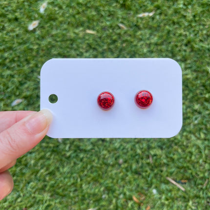 1.3cm Dome Glitter Earring Studs