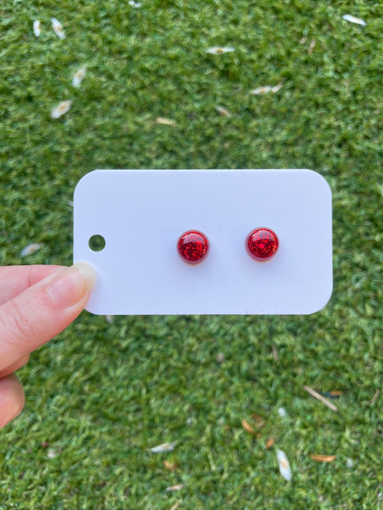 1.3cm Dome Glitter Earring Studs