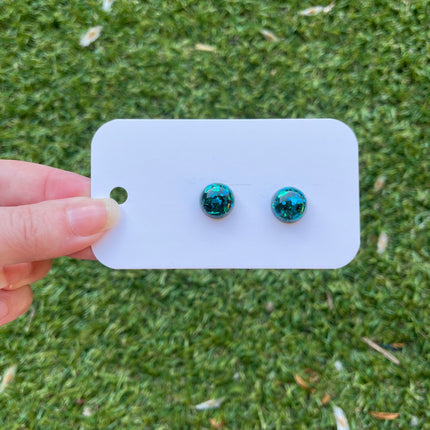 1.3cm Dome Glitter Earring Studs