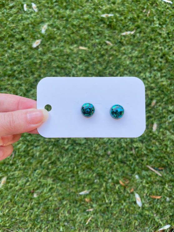 1.3cm Dome Glitter Earring Studs