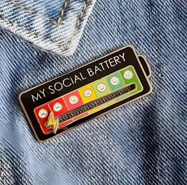 My Social Battery Pin- Black