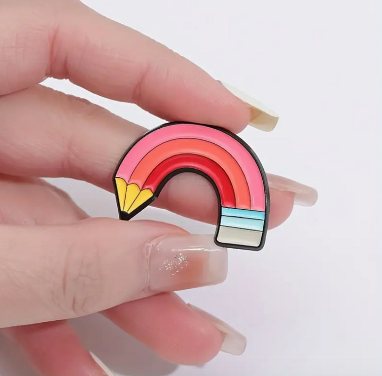 Pencil Rainbow Shaped Pin