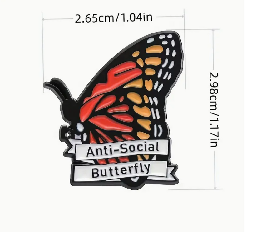 'Anti-Social Butterfly' Pin