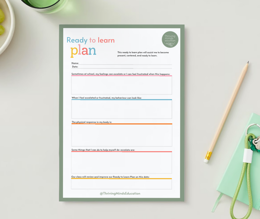 'Ready to Learn Plan'- Digital Worksheet Activity