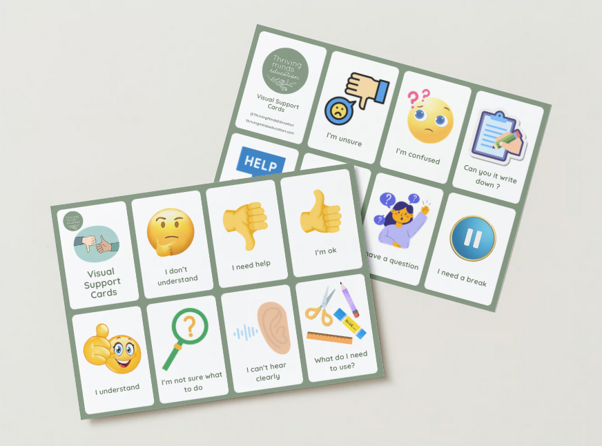 Student Visual Support Cards- Digital Download