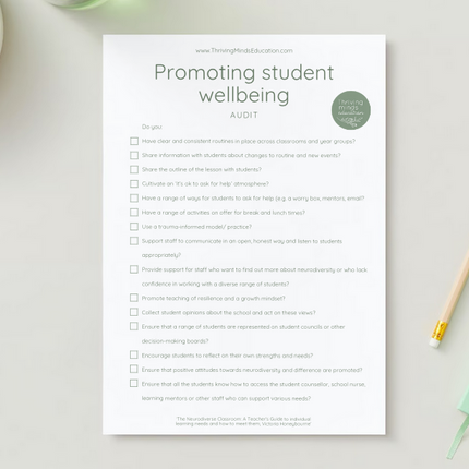 Promoting student wellbeing audit- Digital Checklist