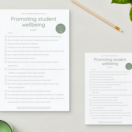 Promoting student wellbeing audit- Digital Checklist