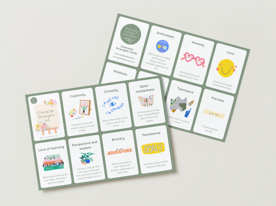 Character Strengths and Virtues Cards- Digital Download