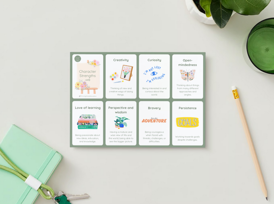 Character Strengths and Virtues Cards- Digital Download