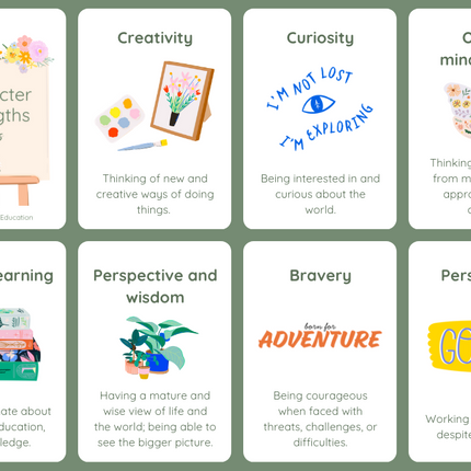 Character Strengths and Virtues Cards- Digital Download