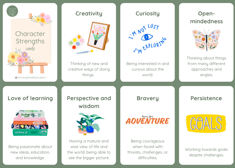 Character Strengths and Virtues Cards- Digital Download