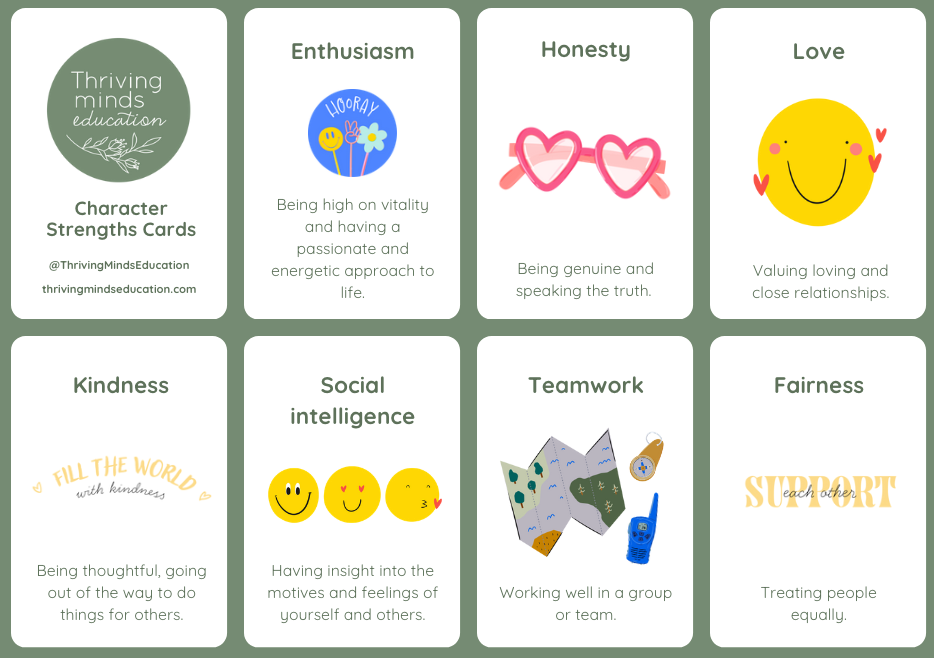 Character Strengths and Virtues Cards- Digital Download