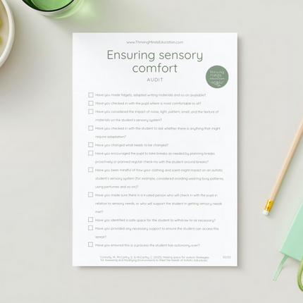 'Ensuring sensory comfort'- Digital Checklist