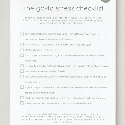 The go-to stress checklist: Digital Download