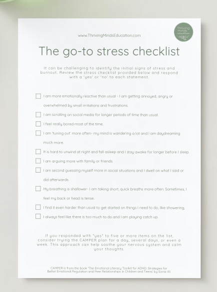 The go-to stress checklist: Digital Download