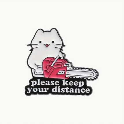 'Please keep your distance' cat Pin