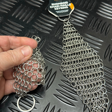 SILVER Rhomboid Hand Crafted Chain Maille Keyring