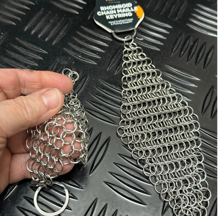 SILVER Rhomboid Hand Crafted Chain Maille Keyring