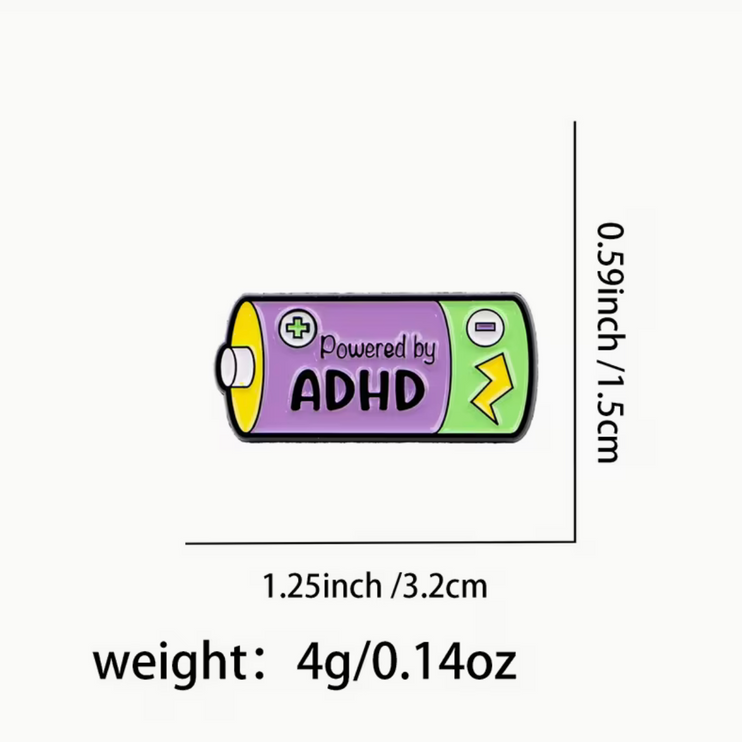 'Powered by ADHD' enamel Pin