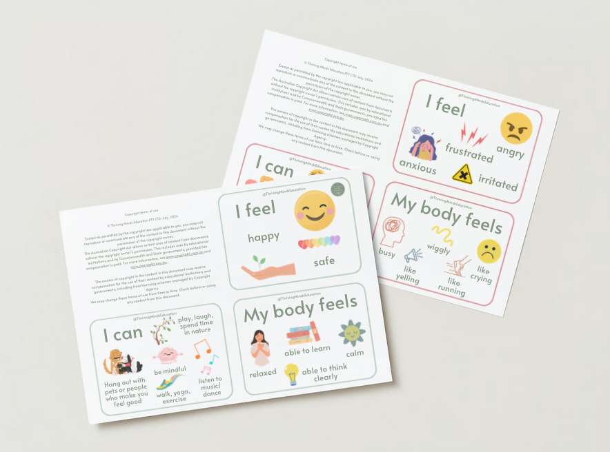 Feelings and Regulation Idea Cards- Digital Download Version