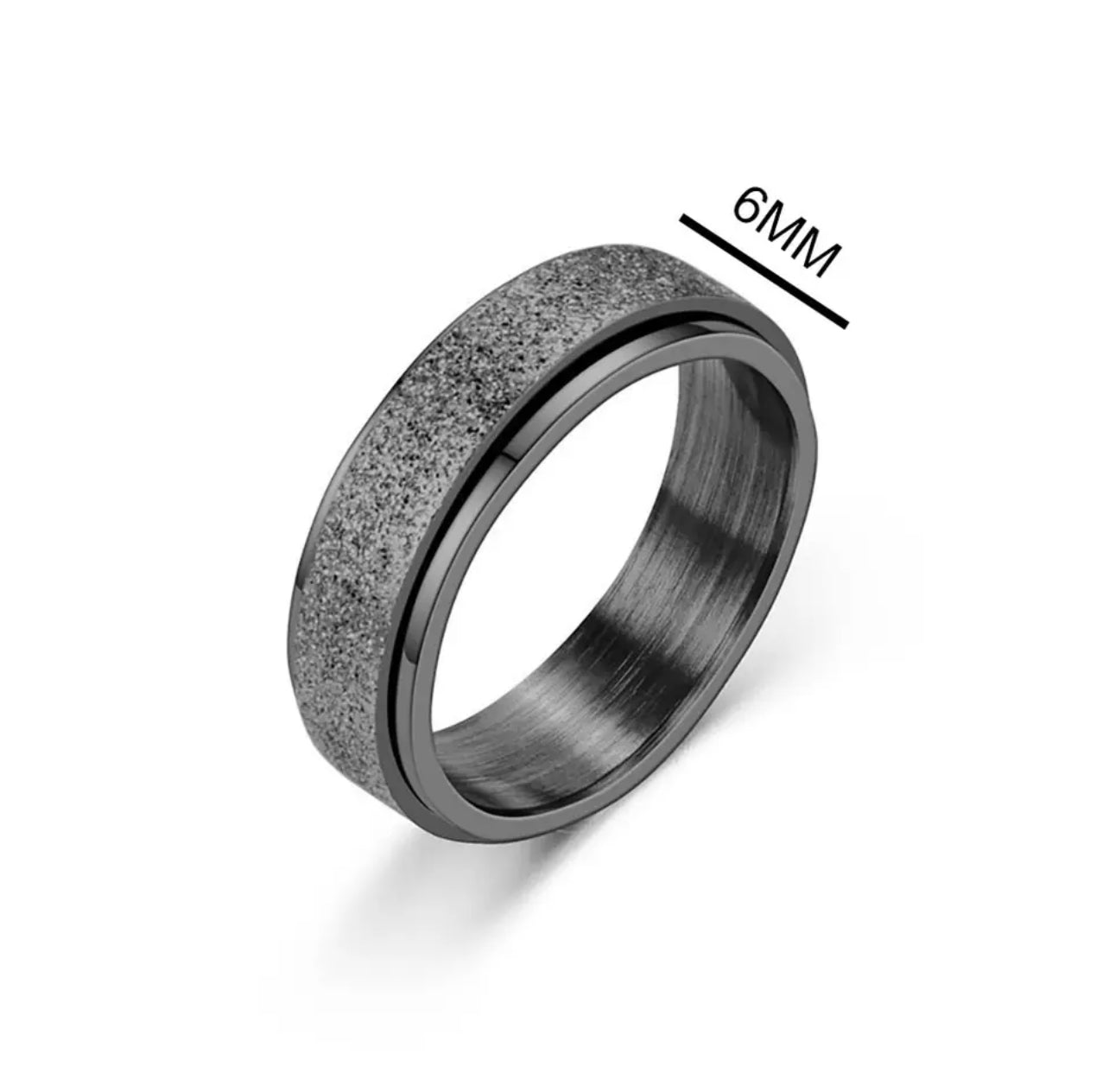 Black Spinner Fidget Band Ring in Stainless Steel