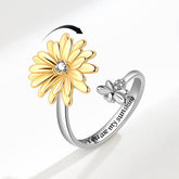 Daisy Flower Bee Anxiety Fidget Spinner Ring in Solid Copper