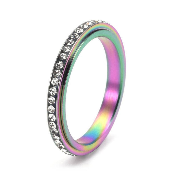Simple Custom Anxiety Fidget Spinner Ring in Stainless Steel