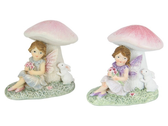 Fairy with Rabbit Under Mushroom