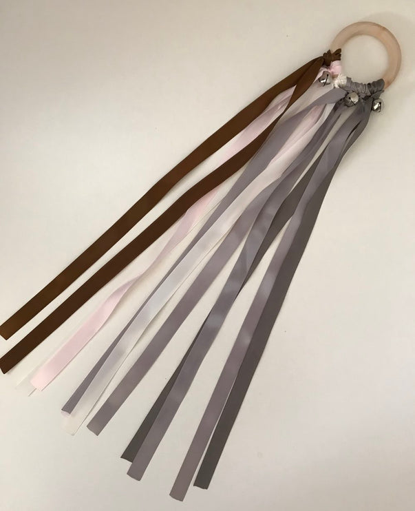 Brown, Pink and Grey Ribbon Shaker