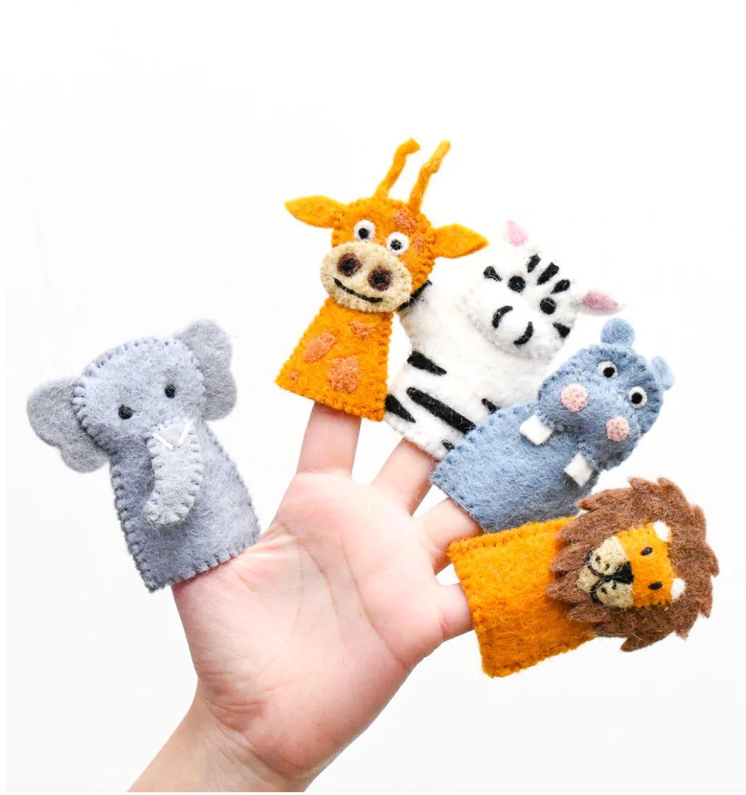 Safari Animals, Finger Puppet Set