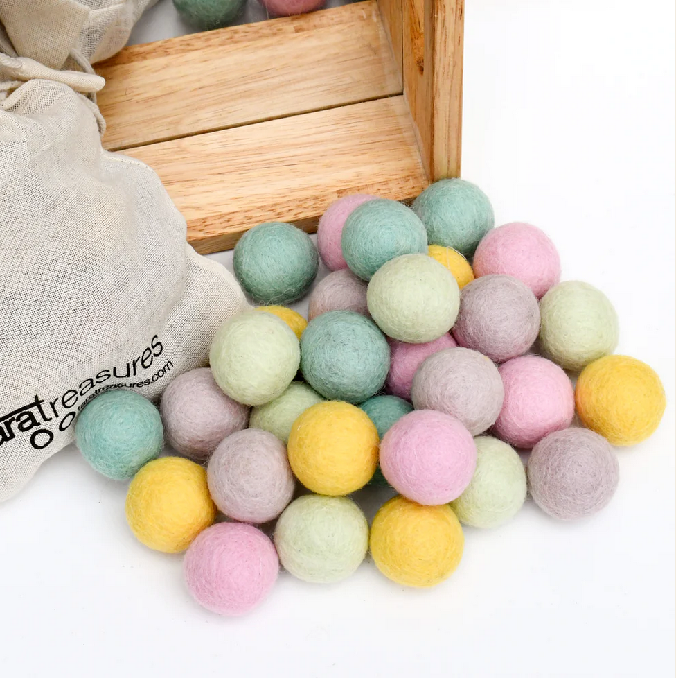 Wool Felt Balls Pastel Colours -3cm, 10 Balls