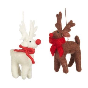 Handmade Felt Biodegradable Christmas Rudolph Hanging Decor