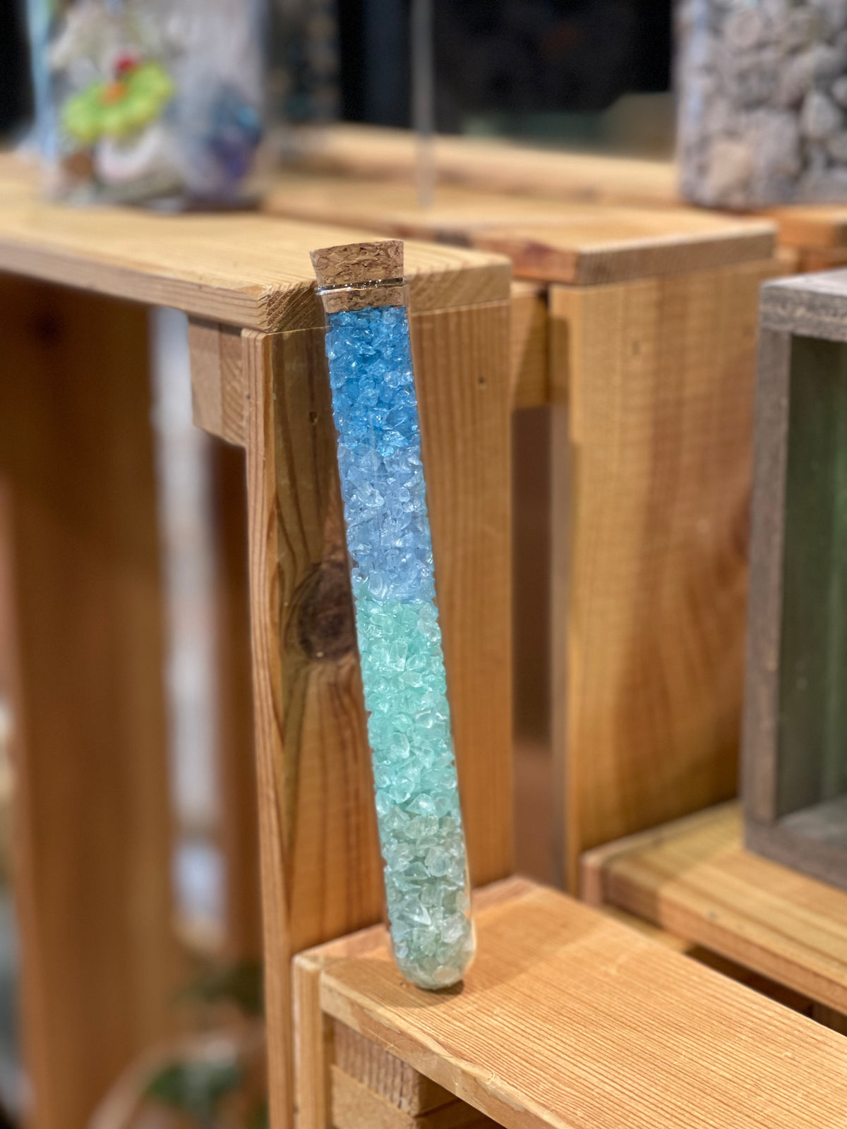 Coloured Glass Gravel Test Tube- Ocean